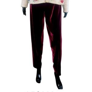 Hillard & Hanson Velvet Elastic Waist Pants | High-rise | Burgundy | Size 1X